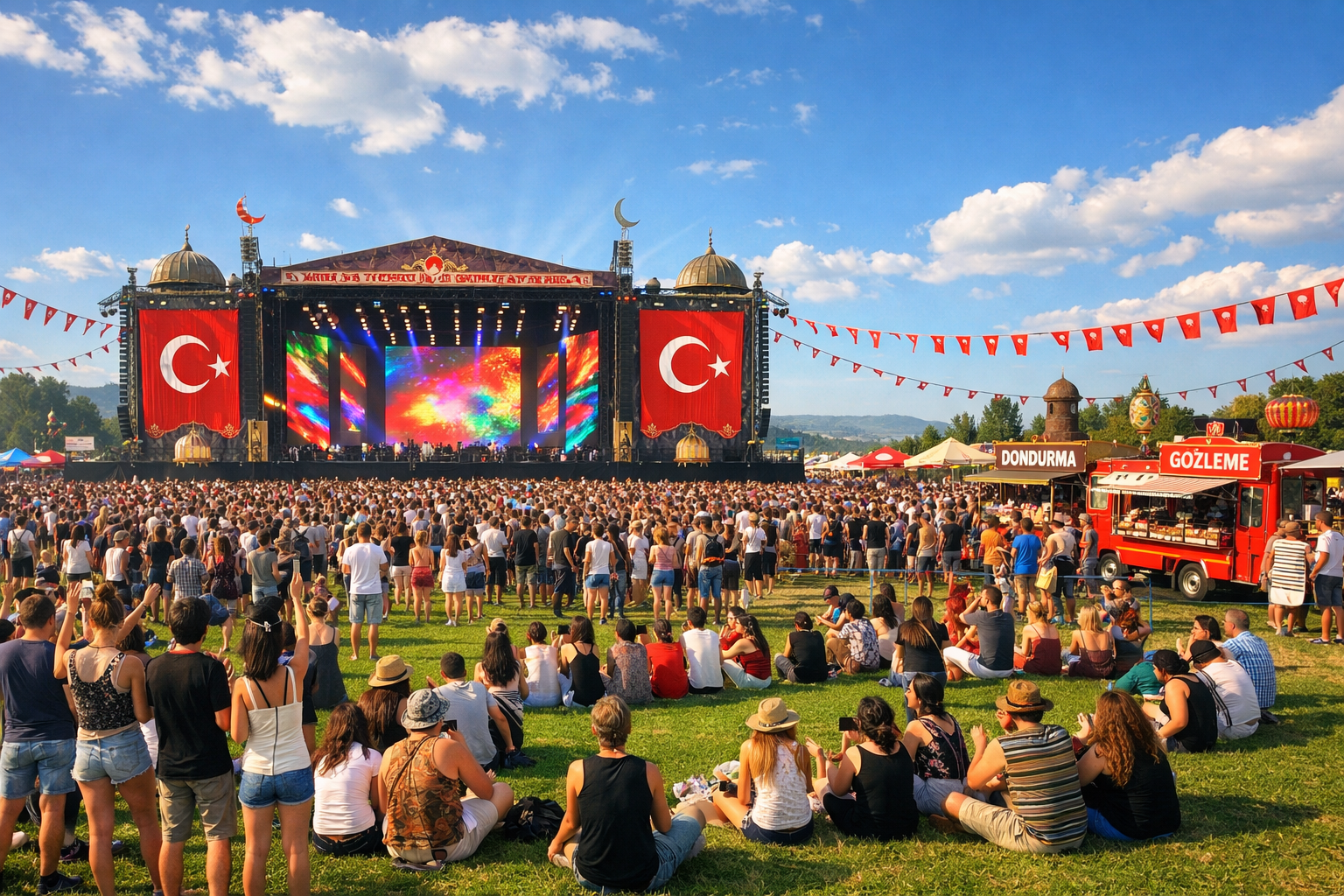 Acik havada duzenlenen bir yaz festivali gorunumu