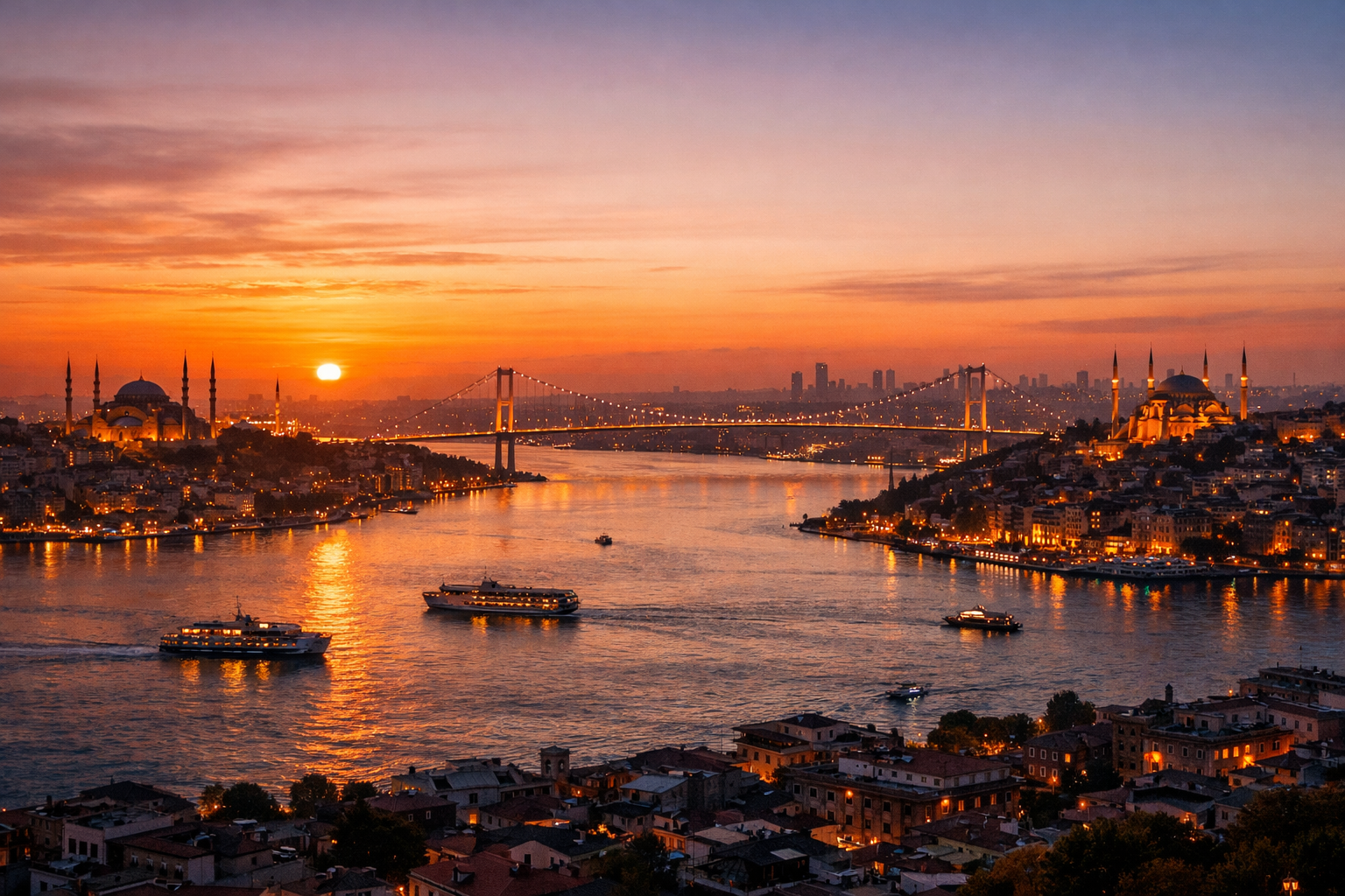 Istanbul Bogazici manzarasi ve sehir silueti
